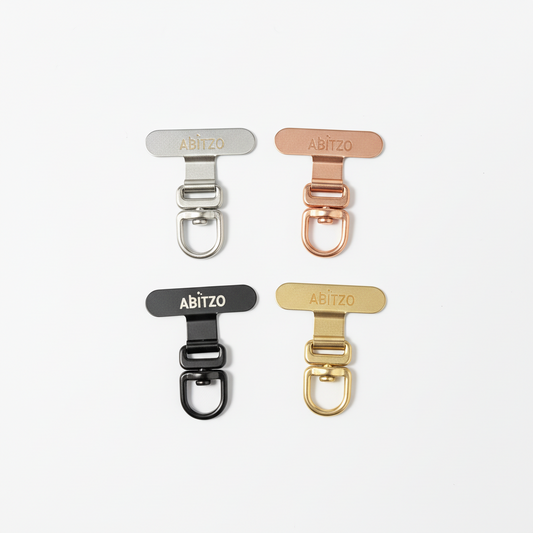 Five Abitzo product clips in different colors on a white background