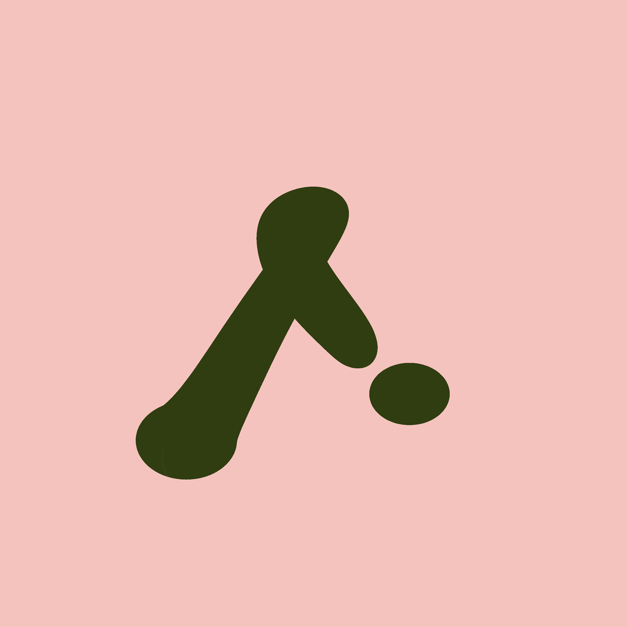 Green abstract shape on a pink background