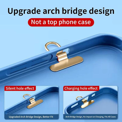 Blue phone case with arch bridge design on a blue background