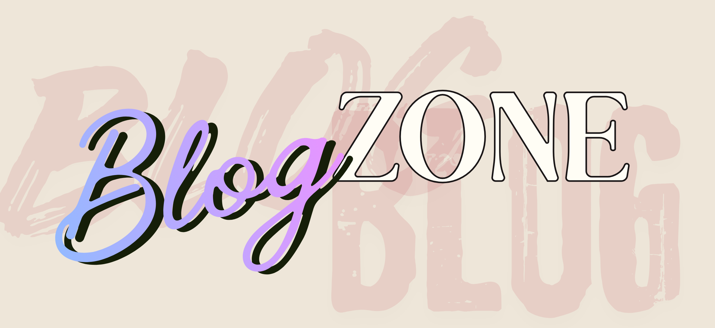 Text 'Blog Zone' with a decorative design on a beige background