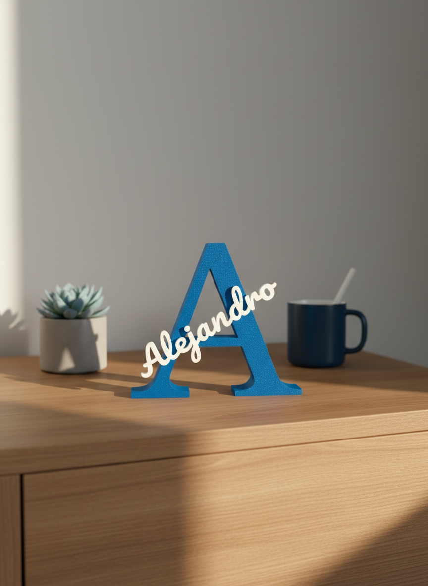 Blue 3D Letter A in alternative setting