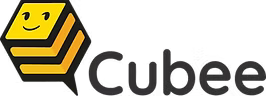 Logo of Cubee with a yellow and black design on a white background