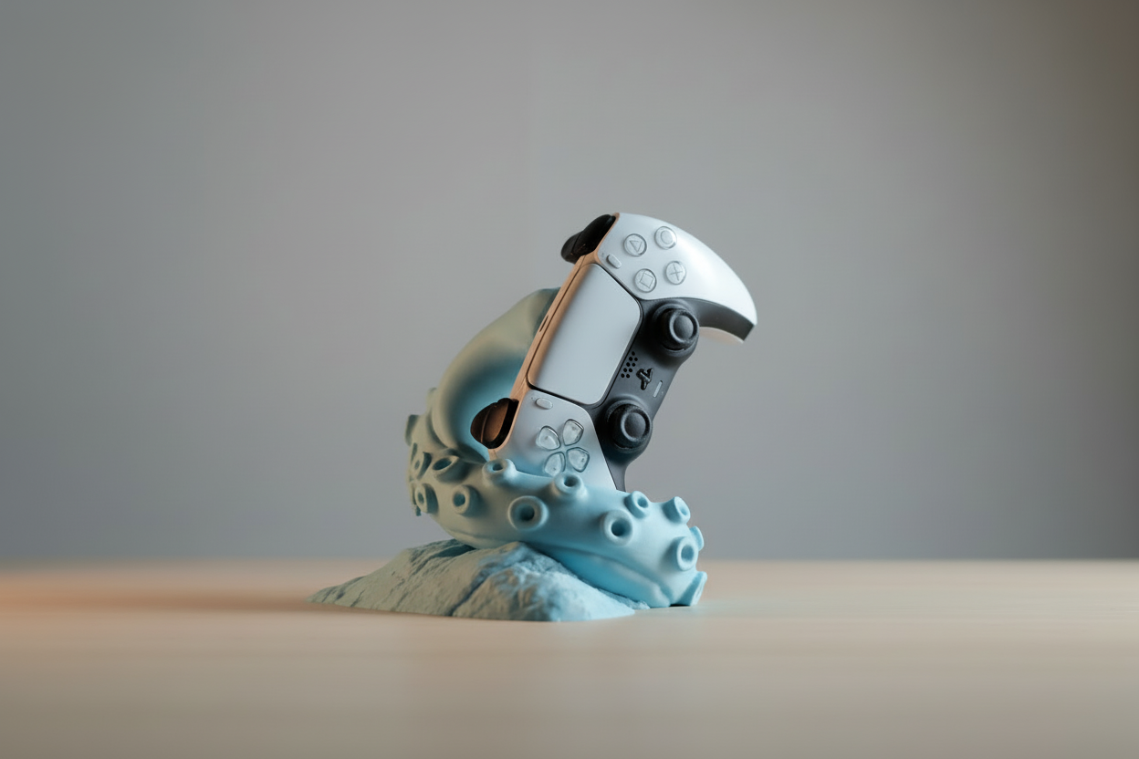 Toy robot with a parrot-like head on a plain background